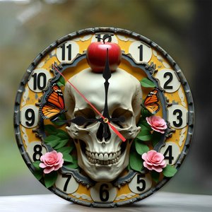 Round Wooden Wall <b>Clock</b> 25cm <b>Hand</b> Carved Silent Non Ticking Home Art Decoration - Product Image 2