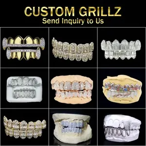 Bereal özel Hip Hop diş Grillz üst ve Dowm 925 gümüş derin perma kesim ezik 10K 14K altın buzlu Out Moissanite Grillz için Mens