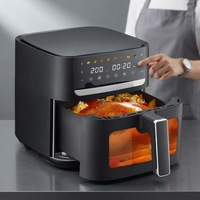 Nouvelle friteuse à air mat 5L 1200W avec écran tactile LED, 8 programmes prédéfinis, tube chauffant 304, 80-200 ℃   Friteuse à air ETL CE CB