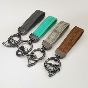 Custom Logo Carbon Fiber Car <b>Key</b> <b>Chain</b> High-Grade Black <b>Leather</b> with Horseshoe Buckle Zinc Alloy Metal Plastic Material - Product Image 5