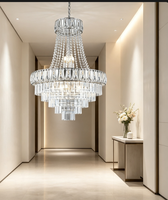 Lustre moderne RHD en cristal K9 doré à LED, style hôtel de luxe pour maison et villa, alimentation CA, télécommande, éclairage brillant