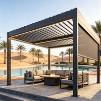 Pérgola Bioclimática Motorizada de Aluminio, Techo de Láminas Ajustables Impermeable, Gazebo para Exteriores, Patio Trasero, Jardín, Terraza