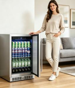 Refrigerador de vino para exteriores y refrigerador de bebidas Zona única debajo del mostrador Enfriador de bebidas Puerta de acero inoxidable independiente - Product Image 1