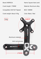 مجموعة دواسات دراجة جبلية MEROCA CX من الألومنيوم 6061T6، 104BCD، 170 مم، خفيفة الوزن، 8/9/10/11 سرعة، 32T-42T، أسود/أحمر، طلاء أنودايزد مطفي، 555-605 جرام