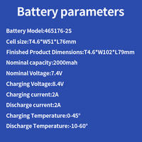 Baterai Lithium Polymer Isi Ulang Model Reguler 7.4V 2000mAh 465176-2S Sel Baterai Digital 7.4v