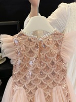 Robe de sirène pour filles avec écailles en paillettes et tulle, avec bandeau assorti pour les occasions de fête et de spectacle