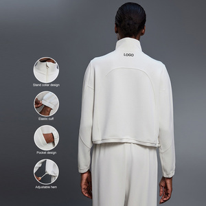 D25136 Women Stand-up Collar Half-Zip Sweatshirt Windproof <strong>Drawstring</strong> Long Sleeves With Big Pocket Running Fitness Training <strong>Tops</strong> - Product Image 5