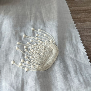 Fabricación nuevo diseño liso 100% tela de ramio bordado floral ramio tela para vestido cortina tela de lino bordada - Product Image 4