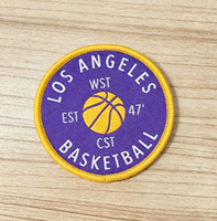 Patch tissé brodé personnalisé, patch tissé imperméable, vêtement, sport, patch de basketball avec bordure découpée à chaud