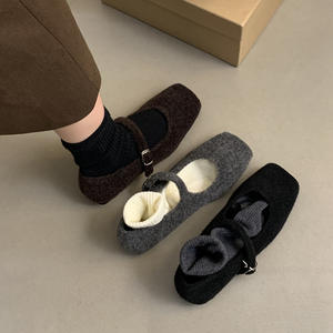 Factory Wholesale Customizable Fur Mary Jane Flats Fashion Casual Comfort Ballet <b>Shoes</b> Single Buckle Designer <b>Women</b> <b>Shoes</b> - Product Image 3