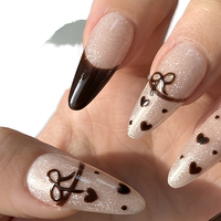 Faux ongles à presser Manisky en gros, faits main, motif dessin animé, forme amande, en ABS, réutilisables, longs, couvrants, 10 pièces, pour mariage et soirée
