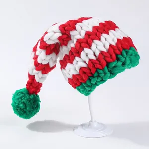 Bonnet de bas elfe chapeau de vacances en tricot géant cadeau de Noël bonnet de père noël tricoté chapeau de noël épais chapeau de père noël en tricot jumbo