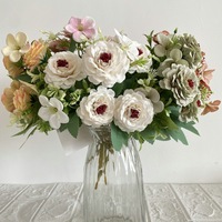 Bouquet de roses artificielles en mousse à 5 têtes de style rustique pour la décoration de la maison, du salon, de la table à thé et des mariages