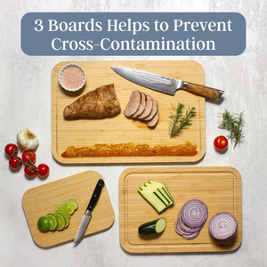 Bamboo Cutting Board Set 3-Piece Rectangle Solid <b>Wood</b> Chopping <b>Blocks</b> For Vegetables And Cooked Food - Product Image 3