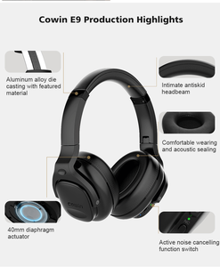 क्यूसीसी उच्च गुणवत्ता वाले फ्रैंक हेडफ़ोन हाइब्रिड शोर को गहरा बास और नरम ईयरमफ के साथ रद्द हेडसेट - Product Image 6