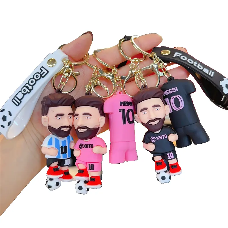 Vente en gros de superstar Messi International Miami Hot Football Porte-clés Pendentif Voiture Porte-clés Bijoux Livre Sac Porte-clés suspendu