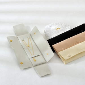 Custom Logo Luxury Microfiber Rectangle Long Necklace <b>Gift</b> Pouch with Jewellery Storage - Product Image 3