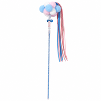 Baguette de chaton magique avec manche en acrylique pailleté, pompon en peluche et clochette, jouet pour chat avec ruban coloré, 4 couleurs