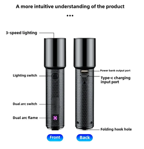 Lampe de poche extérieure briquet lampe de poche à lumière forte à trois vitesses Double arc briquet batterie externe multifonctionnelle voyage Portable - Product Image 6