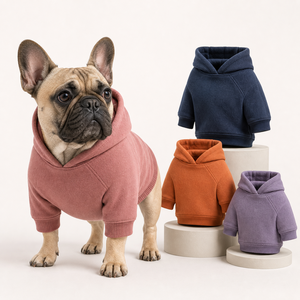 Sweat-shirt à capuche pour chien, pull en polaire doux, sweat-shirt à capuche pour bouledogue français, tenue quotidienne pour chiens de petite et moyenne taille - Product Image 1