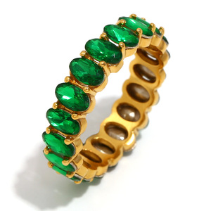 Moda europea y americana Ins, diseño de lujo ligero de nicho, accesorios de anillo de moda para mujeres, circón de ganso ovalado de acero inoxidable - Product Image 4