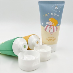 Manufacturer Cute Custom 180ml <b>Plastic</b> Squeeze Round <b>Tube</b> Facial Cleanser Cream <b>Tubes</b> Set with Flip Cover for Cosmetic Packaging - Product Image 2