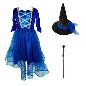Costume pour film TV Robe en tulle couleur bleue Robe de bal Robe pour filles Costume d'Halloween pour enfants