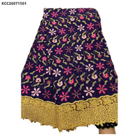 Kain Lace Swiss Kering 100% Katun Terbaru, Bordir Afrika, Kain Voile Katun dengan Batu