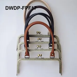 DWDP 24cm wholesale handbag hardware clutch bag metal clutch purse frame with leather handle