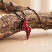 925 Sterling Silber Zeus' Blitz Roter Opal Anhänger Halskette Schmuck
