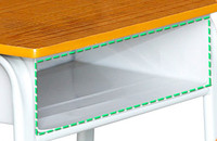 Ensemble de bureau et chaise d'écolier moderne et durable à structure KD, avec cadre en acier et plateau de rangement en contreplaqué, mobilier de classe