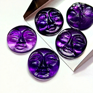 Ametista Púrpura Natural Tallada en Forma de Luna Llena de 20mm, Gema Lisa, Precio al por Mayor, Cristal Curativo a Granel para Fabricación de Joyas - Product Image 1
