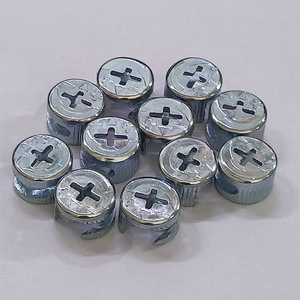 Connecteur excentrique trois-en-un RFD 15x9.5, plaqué zinc bleu, pour quincaillerie de meubles de garde-robe - Product Image 2