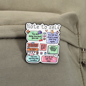 Broches en émail « Note à moi-même » Motivation Santé mentale Vous pouvez dire non Broche en gros - Product Image 3