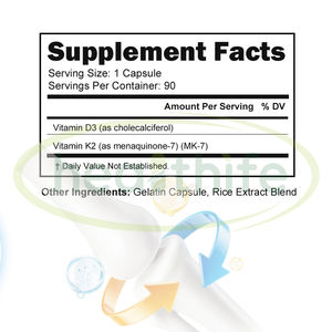 Suplemento para las Articulaciones y los Huesos 10000 UI 5000 UI Calcio Vegano Vitamina <span class=keywords><strong>D3</strong></span> y K2 Cápsulas - Product Image 3