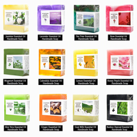 Savon Artisanal aux Huiles Essentielles, Barre Nettoyante Florale Végétale avec Contrôle du Sébum 200g, Lavage Visage et Corps