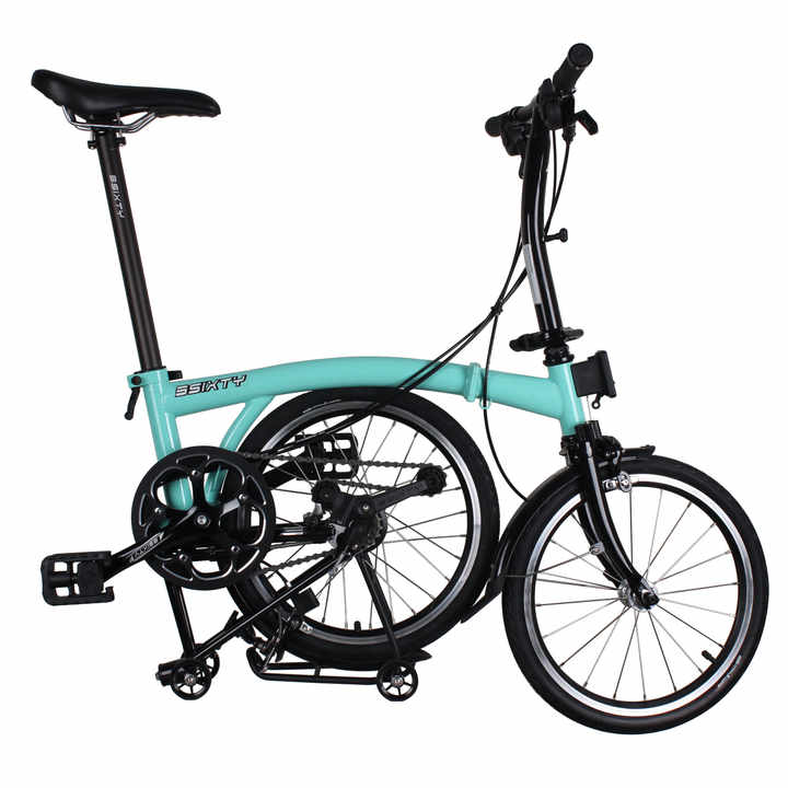 ターコイズ 折りたたみ自転車 スチール製