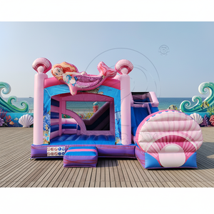 Castillo Inflable Comercial de PVC con Tobogán, Parque Infantil Inflable de Sirena de Dibujos Animados para Interiores, para Centros Comerciales y Zonas Infantiles - Product Image 1