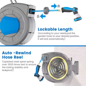 Nouvel Arrivage Enrouleur de Tuyau d'Arrosage Rétractable Jade Hill R-5 en PVC, Fixation Murale, Norme CNS, Buse à 10 Jets, Diamètre 1/2'' 3/4 - Product Image 2