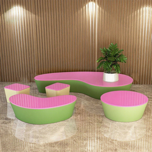 Y891 Moderno 8 en forma de maceta de Banco largo otros muebles curvos público descanso para varias personas silla grande larga - Product Image 6