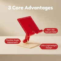 Support de téléphone carré en acrylique rouge personnalisé à faible MOQ, pliable et réglable multi-angles, pour bureau et selfies