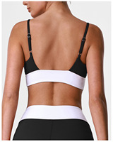 Soutien-gorge de yoga à fines bretelles et blocs de couleur, sensation seconde peau, coussinets amovibles, antichoc, effet liftant, pour femme, course et entraînement