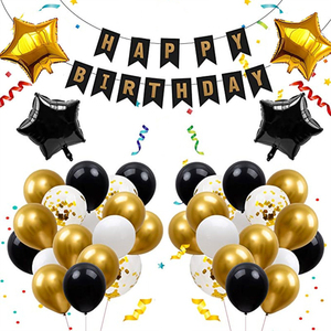 Décorations d'<span class=keywords><strong>anniversaire</strong></span> noir et or pour hommes avec Kit d'arche de ballons, rideaux à franges en aluminium de bannière 30e 35e 40e 50e - Product Image 4