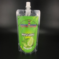 Pochettes souples transparentes de 8 oz avec bec verseur pour échantillons de vin et aliments, emballage plastique autoportant pour liquides