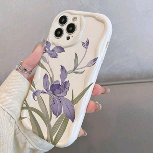 Cover per Cellulare in Silicone TPU con Stampa di Gigli Viola e Bordo Ondulato a Forma di Gelato per <span class=keywords><strong>iPhone</strong></span> X Xr Xs Max 11 12 13 <span class=keywords><strong>14</strong></span> 15 16 17 - Product Image 4