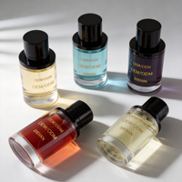 Flacon de parfum de luxe en verre, 30ml, 50ml, 100ml, rouge, à épaule plate, forme ronde, avec bouchon magnétique