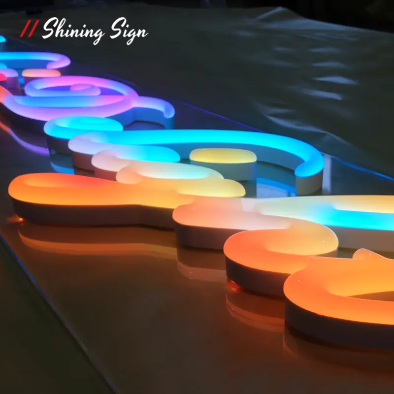 Sáng dấu hiệu 3D neon ánh sáng tùy chỉnh 180 độ Acrylic Led Neon chữ dấu hiệu sản phẩm mới thiết kế đầy màu sắc cửa hàng Tên