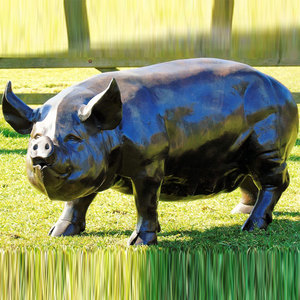 Grande sculpture de jardin en bronze cochon Statue d'animal grandeur nature or brossé nouveau design <span class=keywords><strong>peinture</strong></span> modèle en métal imprimé personnalisé 5mm d'épaisseur - Product Image 2