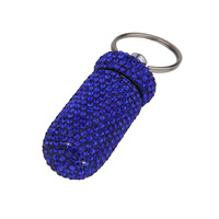 Petite boîte à médicaments en alliage d'aluminium entièrement ornée de strass, mini flacon à médicaments étanche pour l'extérieur, boîte à pilules portable en métal