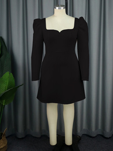 Robes de soirée pour femmes rondes à manches longues, coupe trapèze, dos nu et grand nœud papillon - Product Image 5
